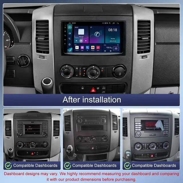 Alt view image 2 of 7 - Android 13 Car Stereo Radio Fit for 2006-2017 Sprinter 2.1L 2.7L, 9 HD Touchscreen Wireless Car-Play Android Auto Bluetooth Stereo w/Backup Camera | GPS | WiFi | Mirror Link | FM | Wheel Control