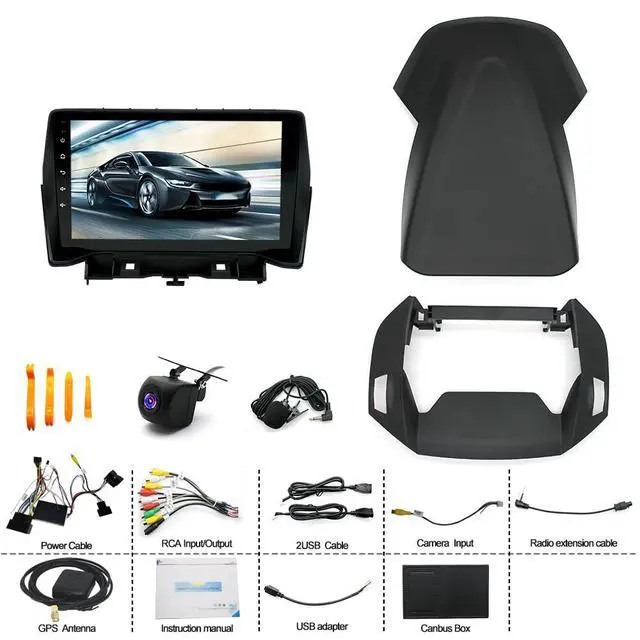 Alt view image 2 of 6 - 2+64G Double Din Car Radio for Ford Escape 2013 2014 2015-2019, 9 inch Touchscreen Car Stereo for Ford Kuga 2012-2018 with Wireless Carplay Android Bluetooth GPS Navi FM RDS AHD Backup Camera SWC