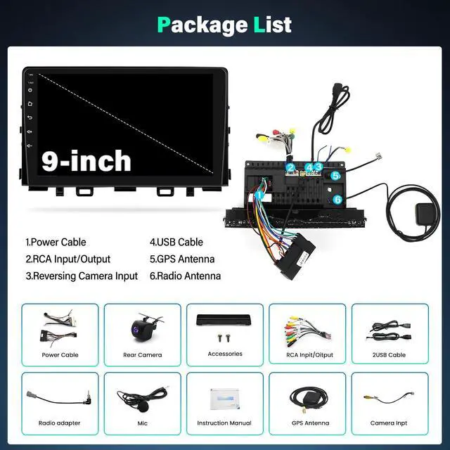 Alt view image 7 of 7 - Double Din Android 13 Car Stereo Radio Compatible with Kia Rio 2018-2023 with Wireless CarPlay Android Auto 9" Touchscreen Car Radio Audio Receiver GPS Navigation Camera Mirror Link SWC
