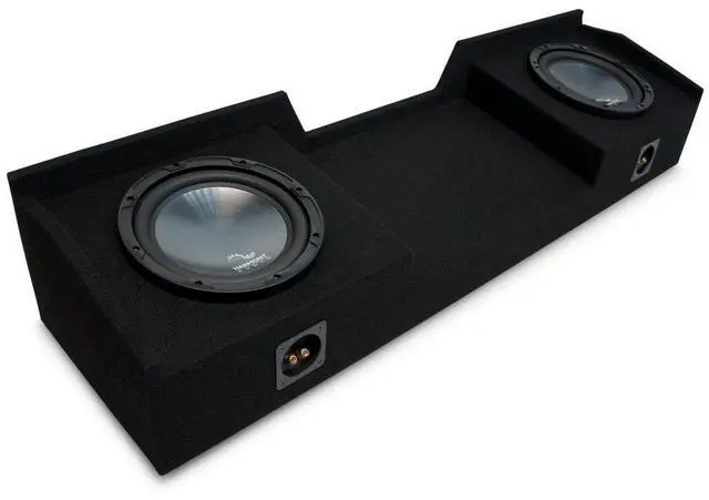 Main image of Dual 10" Loaded Sub Box Fits 1999-2006 Chevy Silverado Extended Cab | Custom-fit 10 inch subwoofer bass package, Ext truck enclosure with twin woofers pre-installed, rich deep low-end sound