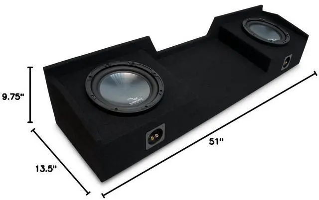 Alt view image 4 of 4 - Dual 10" Loaded Sub Box Fits 1999-2006 Chevy Silverado Extended Cab | Custom-fit 10 inch subwoofer bass package, Ext truck enclosure with twin woofers pre-installed, rich deep low-end sound