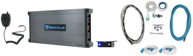 Main image of DBM50 5-Channel Marine Amplifier Bundle with RMWK4 Amp Wire Kit | 4000W Peak / 980W RMS, Class AB/D, HPF/LPF/Subsonic Filters, Bass Knob, PA Microphone, 2 MRCA25 25' RCA Cables, 4-Items