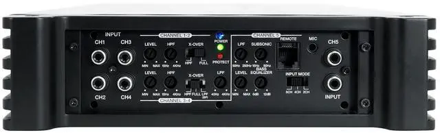 Alt view image 4 of 7 - DBM50 5-Channel Marine Amplifier Bundle with RMWK4 Amp Wire Kit | 4000W Peak / 980W RMS, Class AB/D, HPF/LPF/Subsonic Filters, Bass Knob, PA Microphone, 2 MRCA25 25' RCA Cables, 4-Items