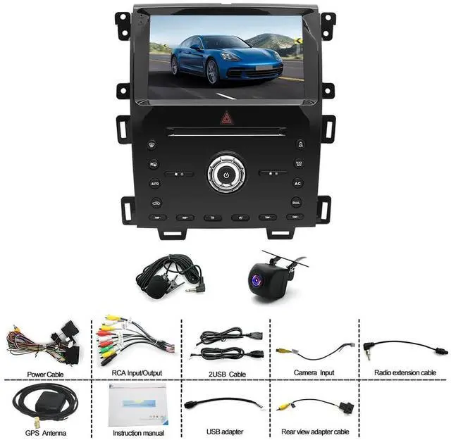 Alt view image 5 of 7 - Android 14 Double Din Car Stereo Radio for Ford Edge 2010 2011 2012 2013 2014 2015, 9" Touch Screen Car Radio Bluetooth with Wireless Carplay GPS Navi WiFi HiFi FM RDS AHD Backup Camera SWC, 2+32G