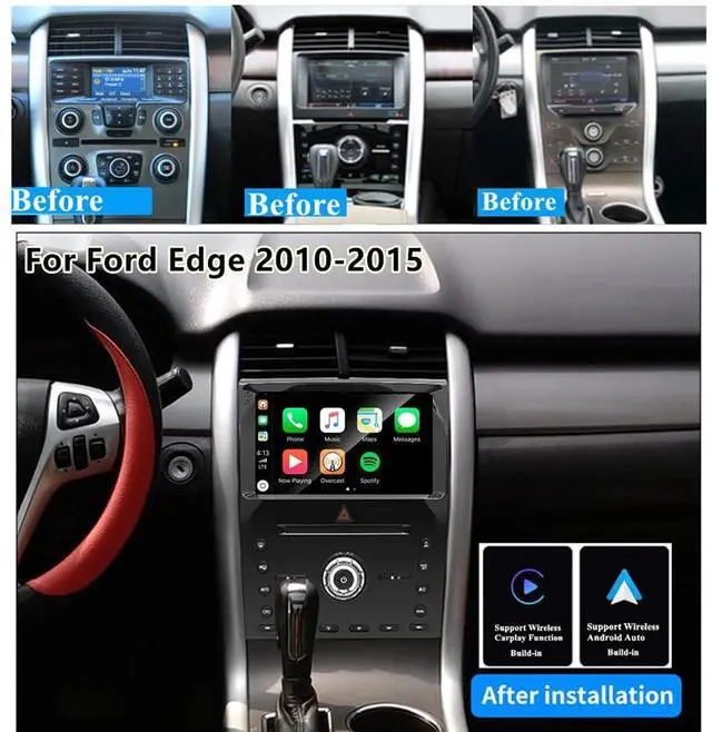 Alt view image 6 of 7 - Android 14 Double Din Car Stereo Radio for Ford Edge 2010 2011 2012 2013 2014 2015, 9" Touch Screen Car Radio Bluetooth with Wireless Carplay GPS Navi WiFi HiFi FM RDS AHD Backup Camera SWC, 2+32G
