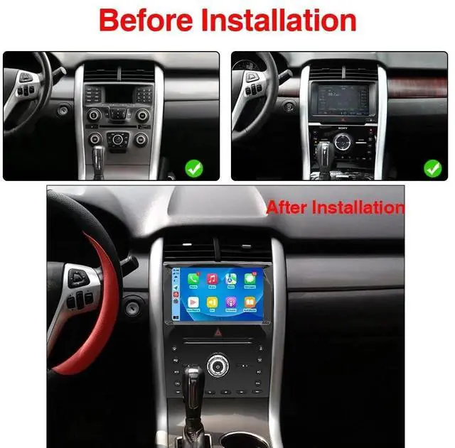 Alt view image 4 of 7 - Android 14 Double Din Car Stereo Radio for Ford Edge 2010 2011 2012 2013 2014 2015, 9" Touch Screen Car Radio Bluetooth with Wireless Carplay GPS Navi WiFi HiFi FM RDS AHD Backup Camera SWC, 2+32G