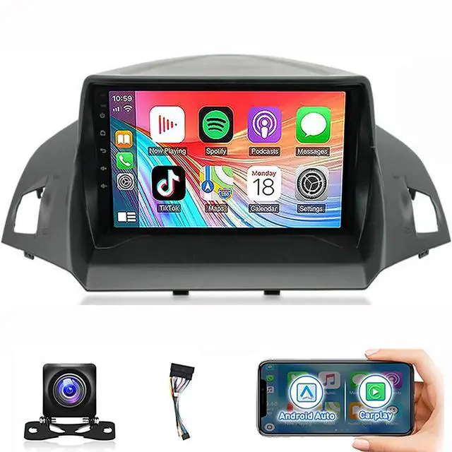 Main image of Car Radio for Ford Escape 2013 2014 2015 2016 2017 with Wireless CarPlay Android Auto, 9 Inch Touch Screen Stereo for Ford Escape WiFi GPS Navigation Bluetooth AHD Backup Camera-2+32G