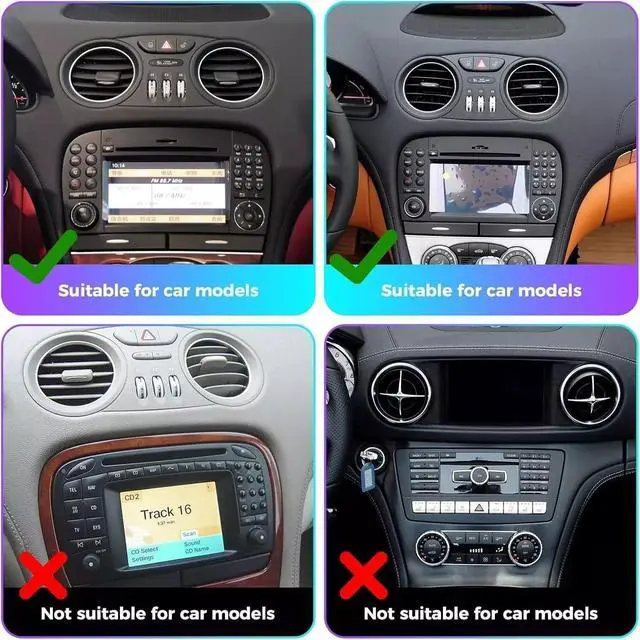 Alt view image 2 of 7 - 4G+64G Car Stereo Radio for SL R230 SL350 SL500 SL300 2005-2012,Car Radio with Wireless Carplay Android Auto,9 in Carplay Stereo Screen with GPS Bluetooth FM WiFi Backup Camera MIC