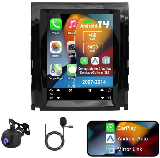 Main image of Double Din Car Radio for C*adillac Escalade/Sailway SLS 2007-2014 | Android 14 4G+64G 9.7" Touch Screen Car Stereo with Wireless Carplay Android Auto GPS WiFi Mic Backup Camera