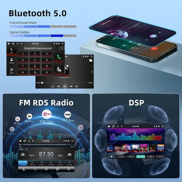 Alt view image 7 of 7 - 10 inch Double Din Car Stereo for Chevy Colorado 2004-2012, 2+64G Touch Screen Radio for Chevrolet Silverado 1500 2500 1999-2006 Head Unit with Wireless Carplay GPS Navi Bluetooth Backup Camera