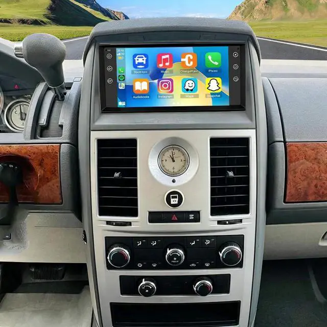 Main image of Double Din Car Stereo Radio for 2008 2009 2010 Chrysler Town & Country with Wireless Carplay Android Auto 7IN Touchscreen for Chrysler Town & Country Car Stereo GPS Bluetooth WiFi FM DSP SWC-2+32G