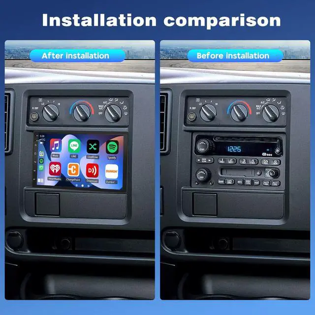 Alt view image 2 of 7 - 7" Car Stereo for Chevy Express 1500 2500 2003 2004 2005 2006 | 2+32G Touch Screen Double Din Car Radio with Wireless CarPlay Android Auto GPS FM WiFi SWC Bluetooth Backup Camera