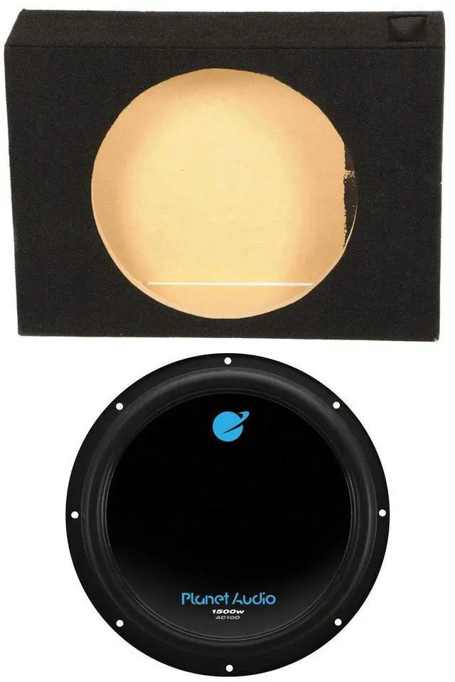 Main image of QPower Single Port 10 Inch Vented Shallow Subwoofer Enclosure Box and Planet Audio AC10D 1500 Watt Dual Voice Coil Car Audio Subwoofer Speaker