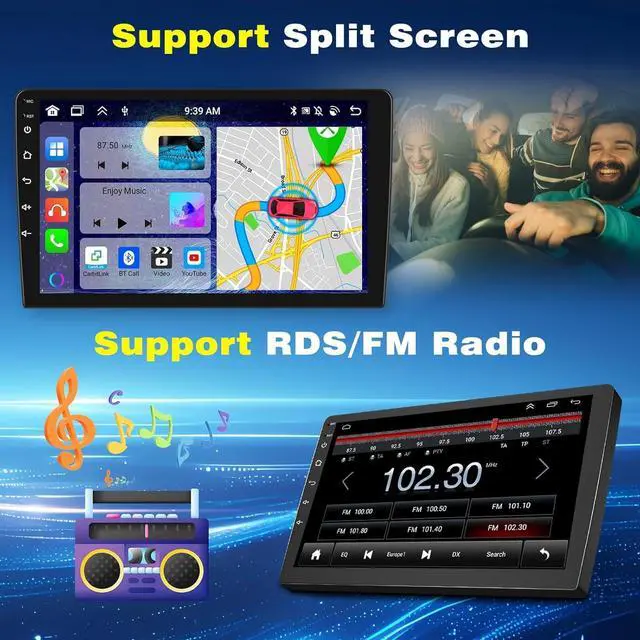 Alt view image 3 of 7 - Double Din Car Stereo for Ford E150 E250 E350 1998-2008 with Wireless CarPlay and Android Auto, 7" IPS Touchscreen Android 14 Car Radio Support Bluetooth WiFi GPS SWC FM RDS Mirror Link Backup Camera