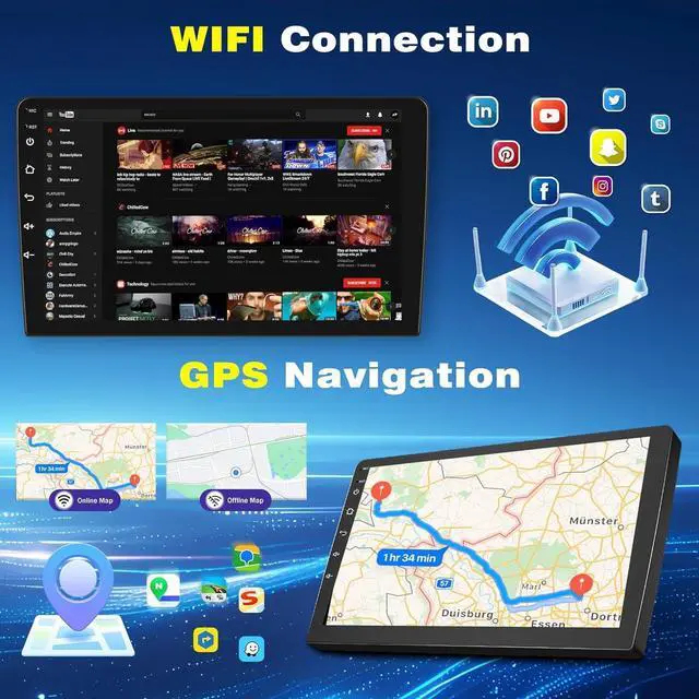 Alt view image 4 of 7 - Double Din Car Stereo for Ford E150 E250 E350 1998-2008 with Wireless CarPlay and Android Auto, 7" IPS Touchscreen Android 14 Car Radio Support Bluetooth WiFi GPS SWC FM RDS Mirror Link Backup Camera