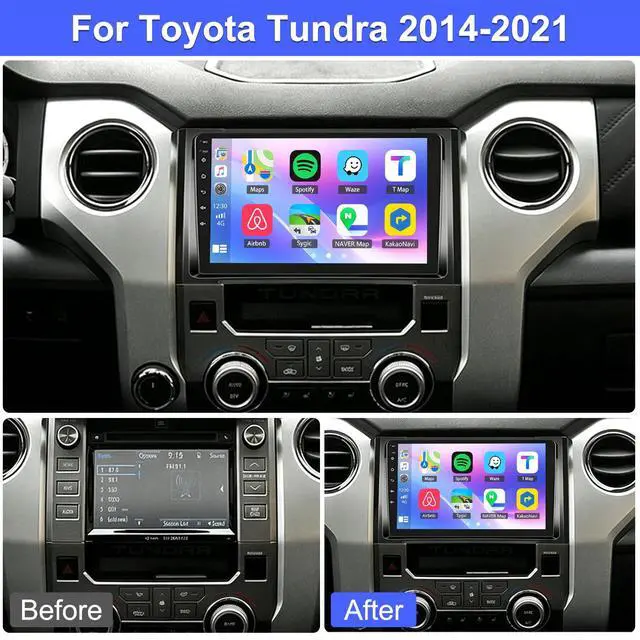 Alt view image 2 of 7 - 9" Android 15 Car Radio Stereo for Toyota Tundra 2014-2021 | Head Unit Touch Screen Stereo with Wireless CarPlay & Android Auto, Bluetooth/WiFi/GPS/SWC/FM/Backup Camera/Mic 4+64G