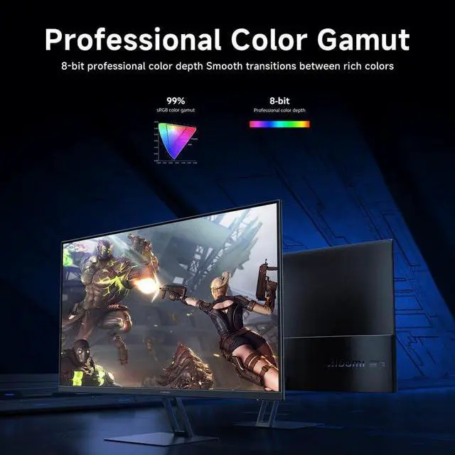 Alt view image 4 of 6 - Gaming Monitor 27in 165Hz 1ms GTG 1920*1080 Fast IPS HDR10 FreeSync Premium Professional Calibration 99% sRGB 178° Wide Angle Tilt Adjustment TUV Low Blue Light Computer Screen Desktop Monitor