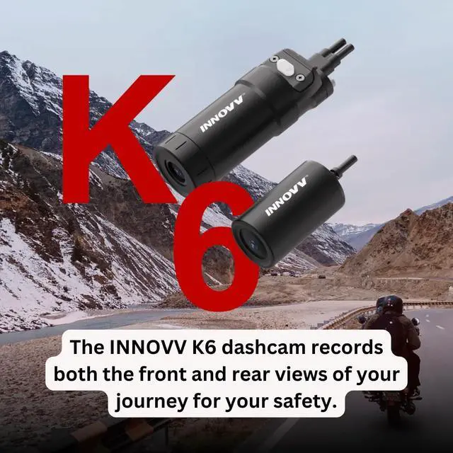 Alt view image 2 of 6 - K6 Motorcycle 2K QHD Dash Cam, Dual STARVIS IMX335 IMX307, 2K+1080P Front & Rear, 2 Channel 30FPS, F2.0 Aperture, 140° Wide Angle, WiFi, IP67 Waterproof, 3-Axis 360° Rotation, Support 256GB Max