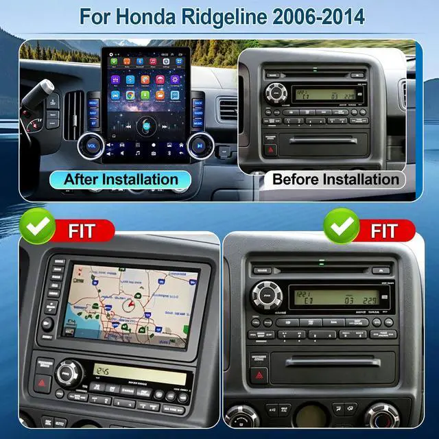 Alt view image 2 of 7 - 9.7 Inch Android 15 Car Radio for Honda Ridgeline 2006 2007 2008 2009-2014 | Touch Screen Car Stereo for Ridgeline with Wireless Carplay/Android Auto,GPS, WiFi, Bluetooth, Backup Camera, SWC, DSP