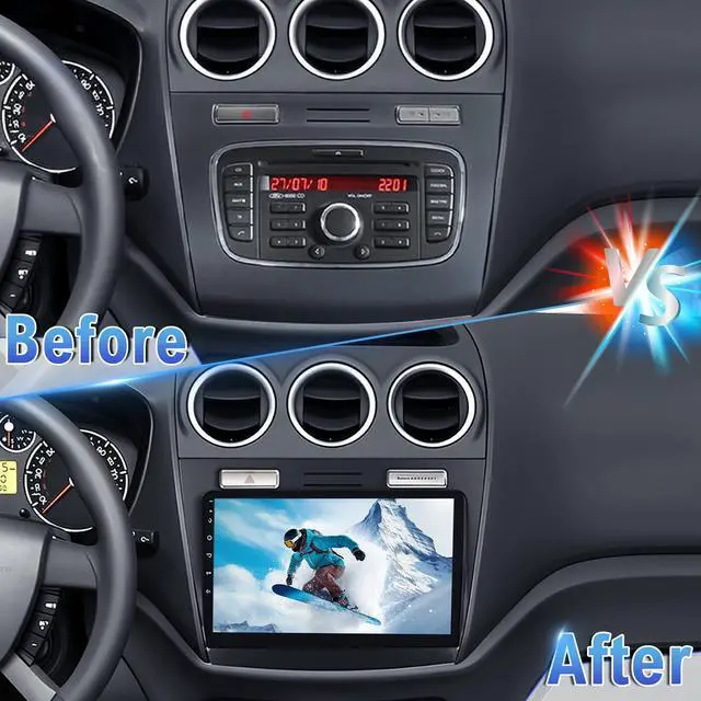 Alt view image 4 of 7 - Android 14 Double Din Car Radio for Ford Transit Connect 2010-2014 | 10" Touch Screen Car Stereo with Wireless Carplay Android Auto GPS WiFi Mic Backup Camera (2+32G)