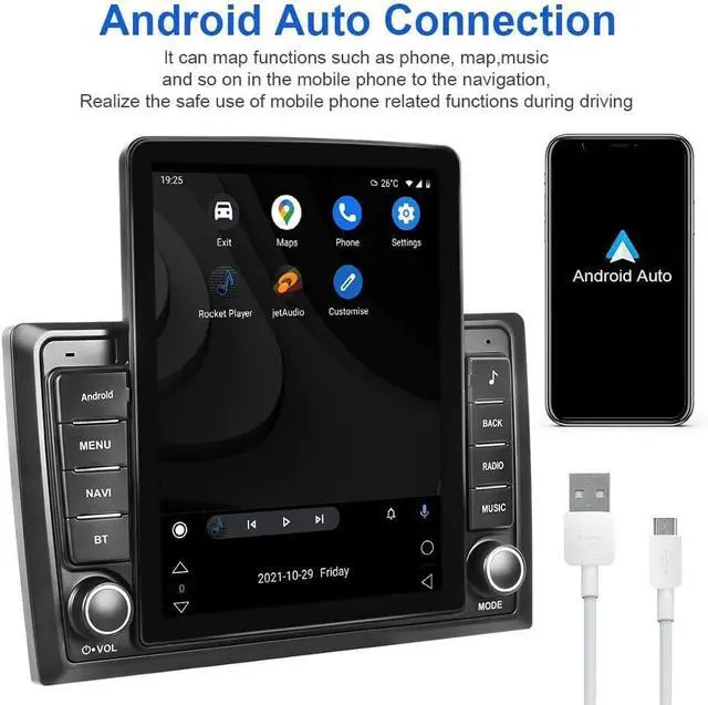 Alt view image 3 of 7 - Android 14 2 Din Car Stereo Upgrade Radio for GMC Yukon 2007-2013 | 2G+32G 9.7" Touchscreen Wireless Carplay Android Auto GPS WiFi Bluetooth RDS DSP SWC Mirrorlink Mic Backup Camera