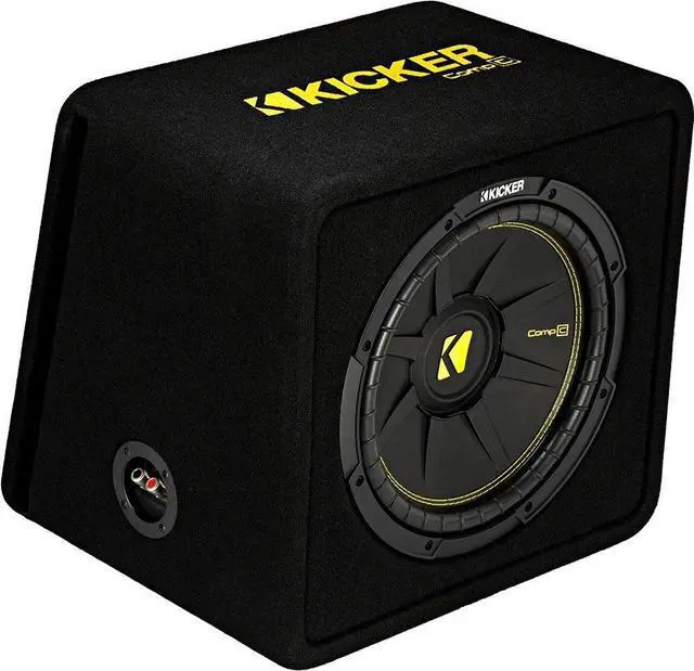 Main image of VCWC124 CompC 12" Subwoofer in Vented Enclosure 4-Ohm | Factory-loaded bass upgrade, tuned slot port design, deep low end for car or truck audio, simple wiring hookup, 12 inch size