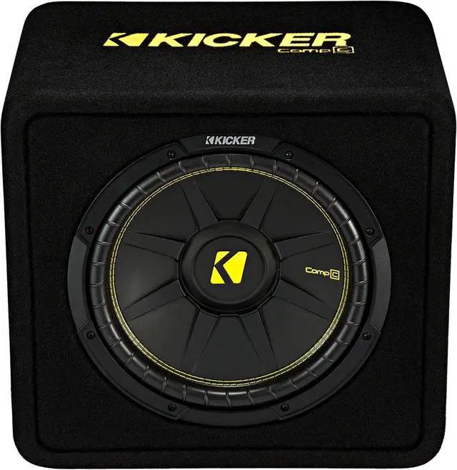 Alt view image 3 of 7 - VCWC124 CompC 12" Subwoofer in Vented Enclosure 4-Ohm | Factory-loaded bass upgrade, tuned slot port design, deep low end for car or truck audio, simple wiring hookup, 12 inch size