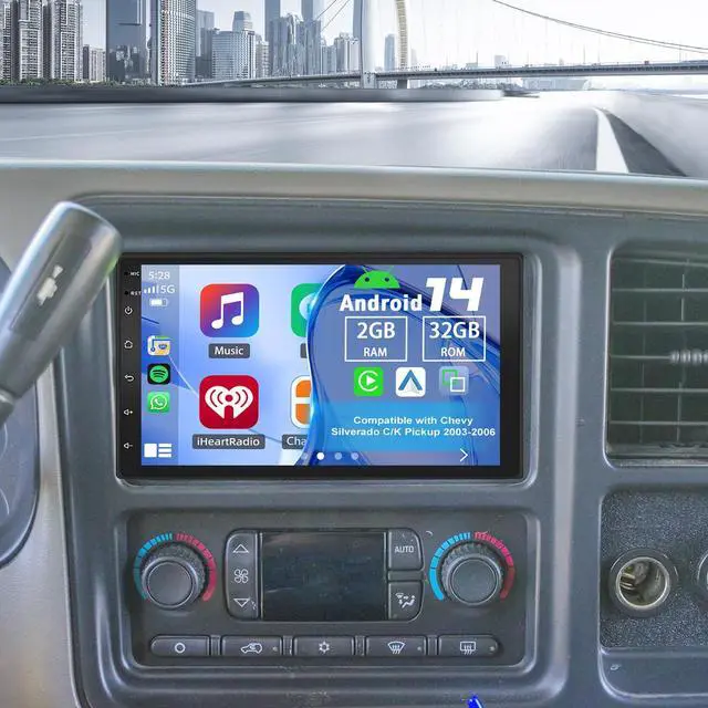 Main image of Double Din Car Stereo Radio for Chevy Silverado C/K Pickup 2003-06 | Android 14 7" Car Radio w/Wireless Carplay Android Auto GPS WiFi Bluetooth RDS DSP SWC Mic Backup Camera