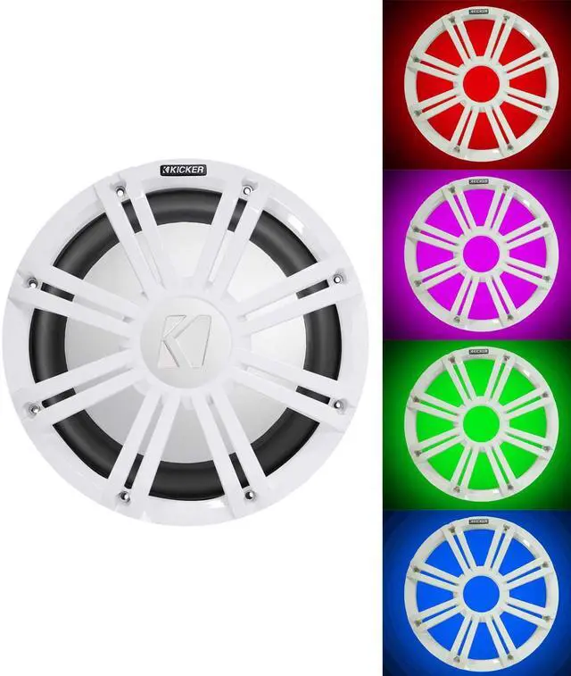 Main image of 45KM104 10" 350w Marine Boat Subwoofer SVC Sub KM10+White Grille w/LED's