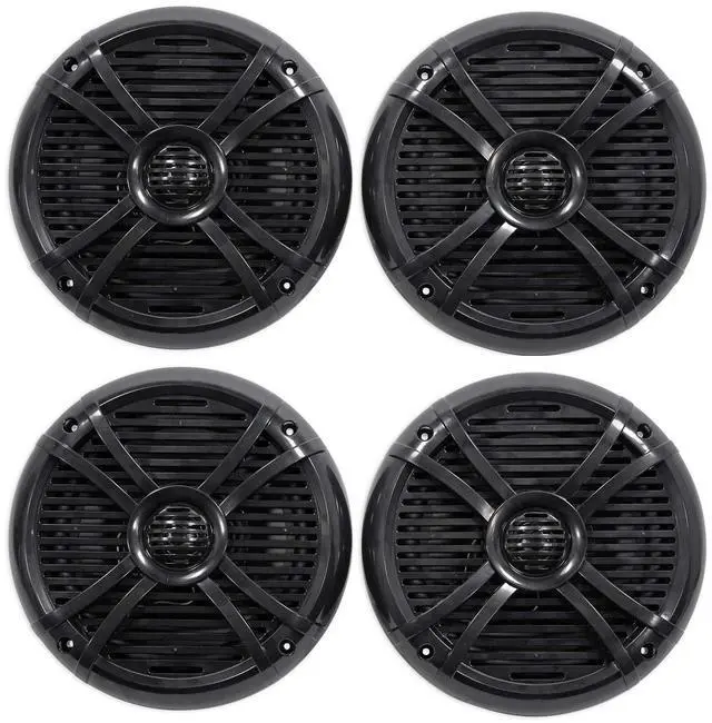 Main image of RMSTS80B 8" 2-Way Water-Resistant Marine Boat Speakers, 4-Pack | 1000W Peak/125W RMS, 4 Ohm, PEI Dome Tweeter, Polypropylene Cone, UV Resistant, Rustproof, Includes 16.4ft Speaker Wire