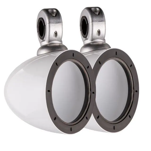 Alt view image 2 of 7 - 40KMMTESW White Mini Wake Tower Enclosures with 41DSC44 Speakers | White mini wake tower marine enclosures loaded with 4 in DSC speakers