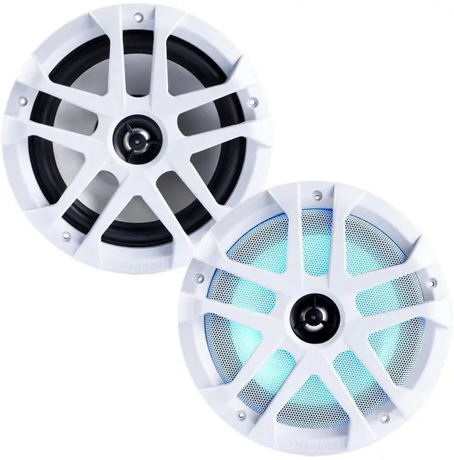 Main image of 8" LED Marine Coaxial Speakers - 1 Pair (2 Units) - OEM Bulk Pack MXA80L with White Grilles