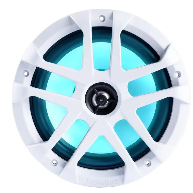 Alt view image 3 of 7 - 8" LED Marine Coaxial Speakers - 1 Pair (2 Units) - OEM Bulk Pack MXA80L with White Grilles