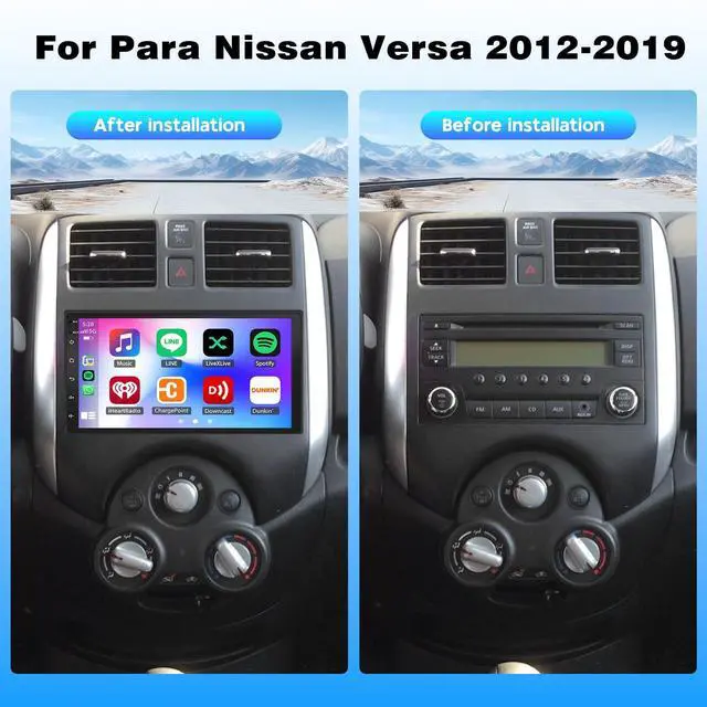 Alt view image 2 of 7 - 7'' Vertical Car Stereo for Nissan Versa 2012 2013 2014 2015 2016 2017-2019 | Double Din Touchscreen Radio Receiver with Carplay & Android Auto Built-in WiFi GPS SWC Bluetooth Backup Camera