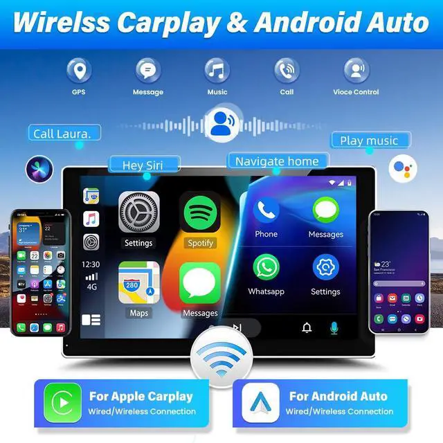 Alt view image 2 of 7 - 4G+64G Car Radio Stereo for Dodge Ram 1500 2500 3500 2009-2012 with CarPlay Android Auto,7 Inch HD Touchscreen Radio Android 14 AHD Camera/GPS/MIC Car Radio Receiver