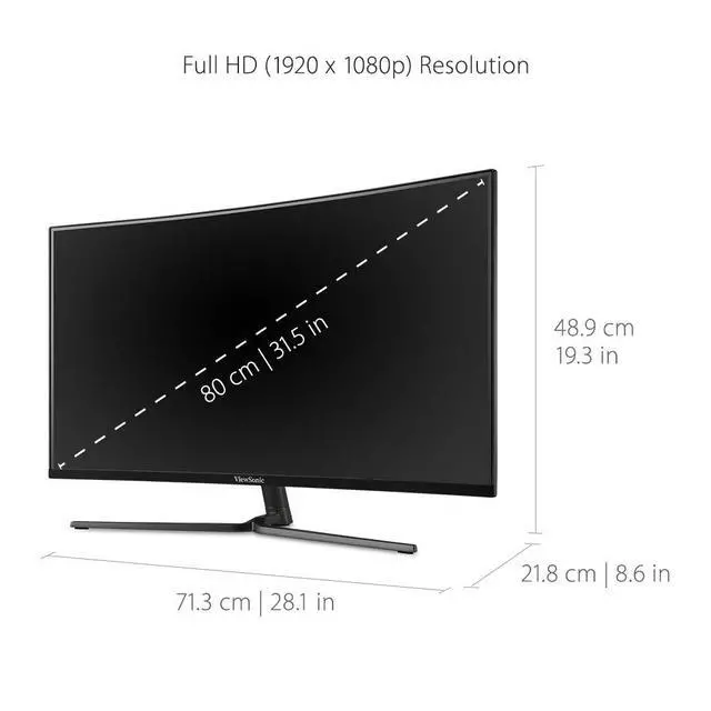 Alt view image 4 of 6 - VX3258-PC-MHD 32 Inch 1080p Curved 165Hz 1ms Gaming Monitor with FreeSync Premium Eye Care HDMI and Display Port