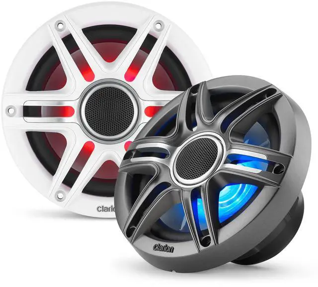 Main image of CMSP-651RGB-SWG Premium 6.5-inch Coaxial Marine Speakers with Built-in RGB Illumination, 50W RMS, with White & Gray Metallic Grilles