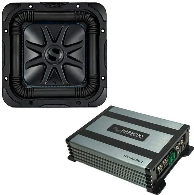 Main image of 44L7S82 Car Audio Solo-Baric 8" Square L7 Subwoofer Dual 2 Ohm Voice Coils 900 Watts Peak Sub Includes Harmony HA-A400.1 Mono Amplifier Bundle