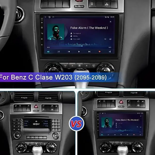 Alt view image 3 of 5 - 2+64G Double Din Car Radio for Mercedes C-Class W203 C230 CLK350 C280 C350 2003-2009 CLK W209, 9" Touchscreen Android 14 Car Audio Receivers with Wireless Carplay Head Unit Backup Camera Mirror Link