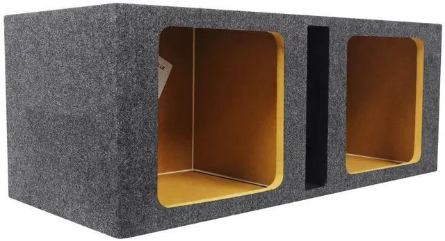 Alt view image 2 of 4 - RKDV12 Dual 12" Vented Car Subwoofer Enclosure, Solo Baric L7/L5 | Square Sub Box, Kicker S12L7 Compatible, Ported, 3/4" MDF, Made in USA, 39Hz Tuning, Gold Terminals, 1.75 Cu Ft Per Sub