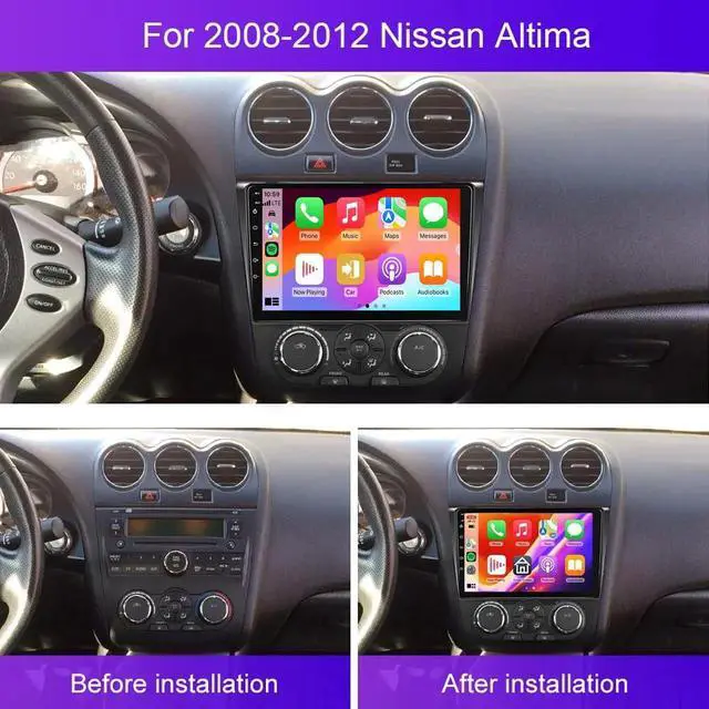 Alt view image 5 of 7 - Double Din Car Radio for Nissan Altima 2008 2009 2010 2011 2012, 9" Touch Screen Stereo for Nissan Altima Head Unit Bluetooth with Wireless Carplay Android GPS Navi FM RDS WiFi Backup Camera 2+32G