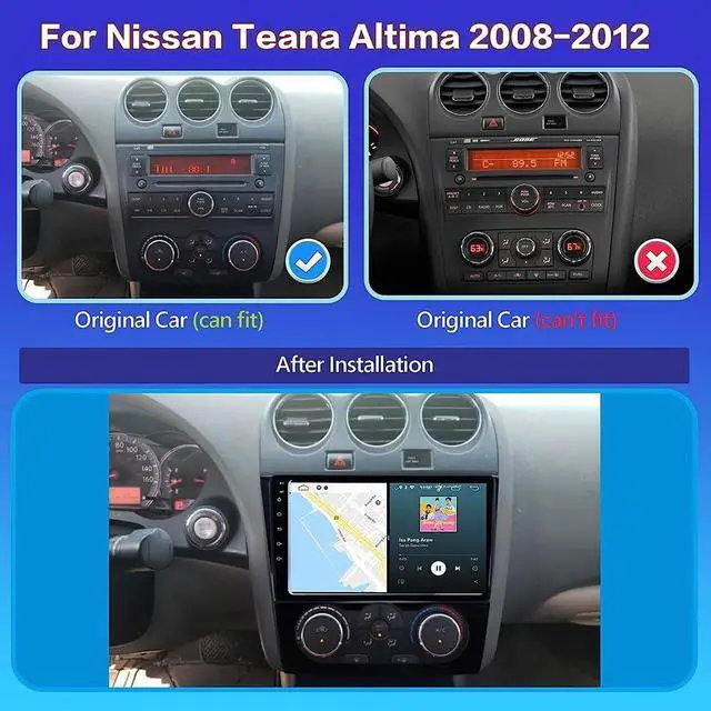 Alt view image 6 of 7 - Double Din Car Radio for Nissan Altima 2008 2009 2010 2011 2012, 9" Touch Screen Stereo for Nissan Altima Head Unit Bluetooth with Wireless Carplay Android GPS Navi FM RDS WiFi Backup Camera 2+32G