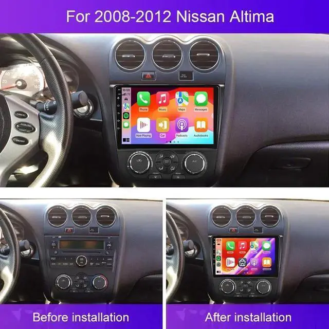 Alt view image 3 of 7 - 2+64G Double Din Car Radio for Nissan Altima 2008 2009 2010 2011 2012, 9" Touch Screen Stereo for Nissan Altima Head Unit Bluetooth with Wireless Carplay Android GPS Navi FM RDS WiFi Backup Camera