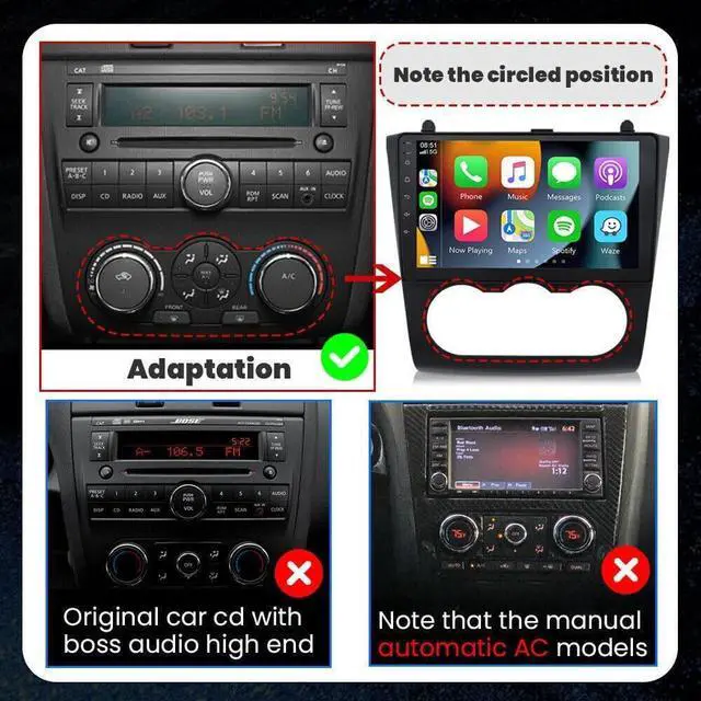 Alt view image 4 of 7 - 2+64G Double Din Car Radio for Nissan Altima 2008 2009 2010 2011 2012, 9" Touch Screen Stereo for Nissan Altima Head Unit Bluetooth with Wireless Carplay Android GPS Navi FM RDS WiFi Backup Camera