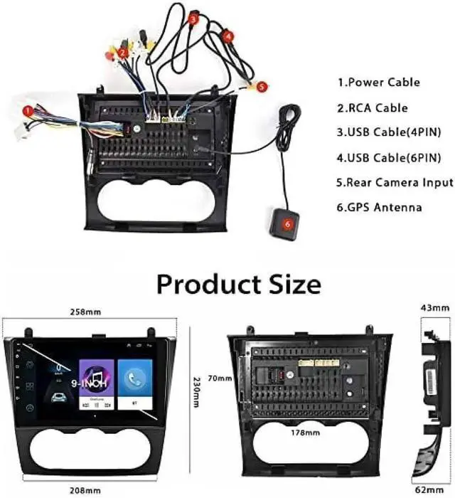 Alt view image 5 of 7 - 2+64G Double Din Car Radio for Nissan Altima 2008 2009 2010 2011 2012, 9" Touch Screen Stereo for Nissan Altima Head Unit Bluetooth with Wireless Carplay Android GPS Navi FM RDS WiFi Backup Camera