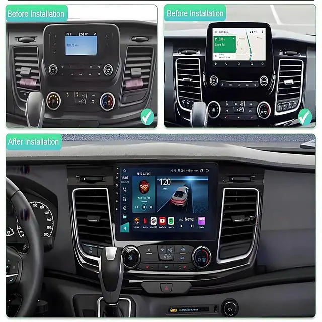 Alt view image 6 of 7 - 10 inch Touchscreen Car Stereo Fit for Ford Transit Custom 2020-2024, Android 14 Double Din Car Radio with Carplay & Android Auto in-Dash Navigation BT Mirror Link WiFi Backup Camera 2+32G
