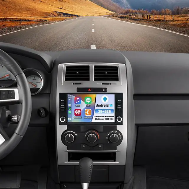 Main image of Android 14 2 Din Car Stereo Radio for Dodge Challenger 2008-2014 | 7" Touchscreen Car Radio w/Wireless Carplay Android Auto GPS WiFi Bluetooth RDS DSP SWC Mic Backup Camera