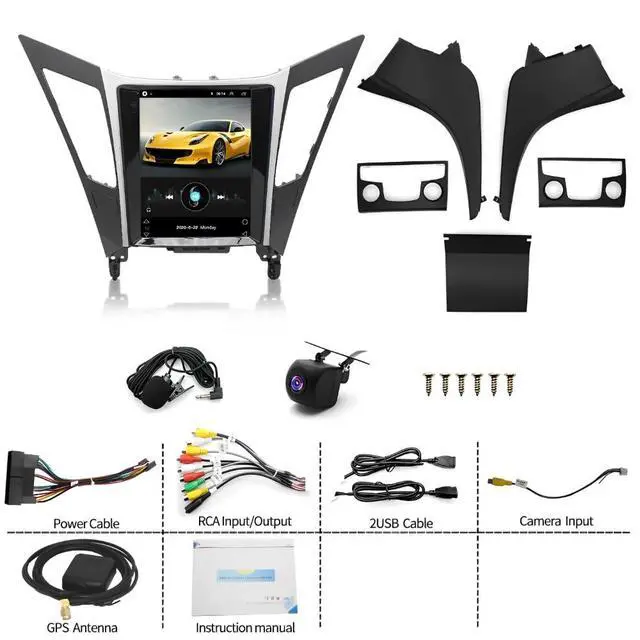 Alt view image 6 of 6 - Car Stereo Radio Android 14 Compatible for Hyundai Sonata 2011-2015 9.7 inch Double Din Wireless Carplay and Android Auto Car Navigation Player GPS/FM Navi BT AHD Camera+Microphone (4+64G)