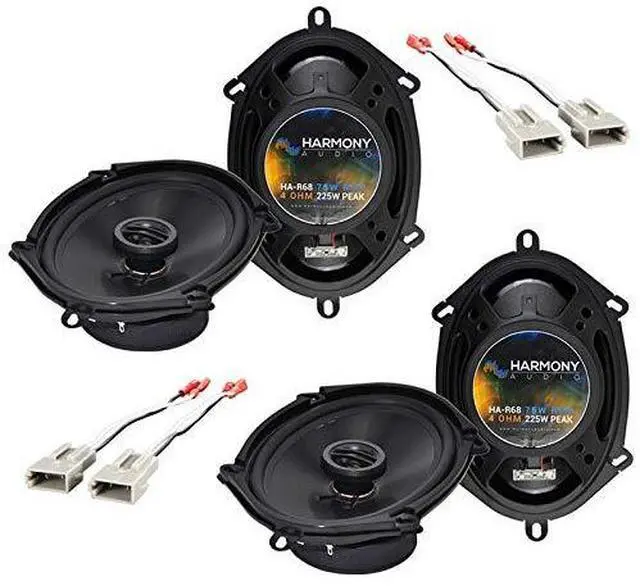 Main image of R68 5x7 6x8 Speakers with Harness Fits Ford Ranger 1994-1997 | 225W factory replacement pair, plug-and-play wiring included, no splicing, clear OEM upgrade