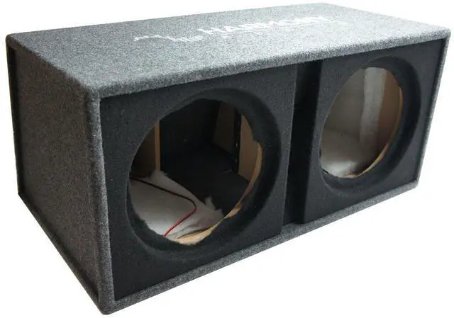 Main image of Dual 12" Vented Subwoofer Enclosure Empty Sub Box Ported 12 inch bass speaker cabinet, unloaded twin driver design, deep low end for car truck or SUV, pair with your own amp